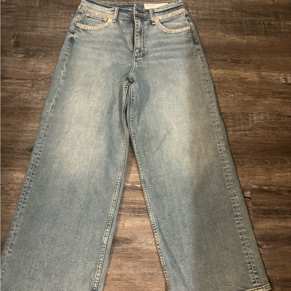 rag & bone and I high-rise ankle wide leg jeans